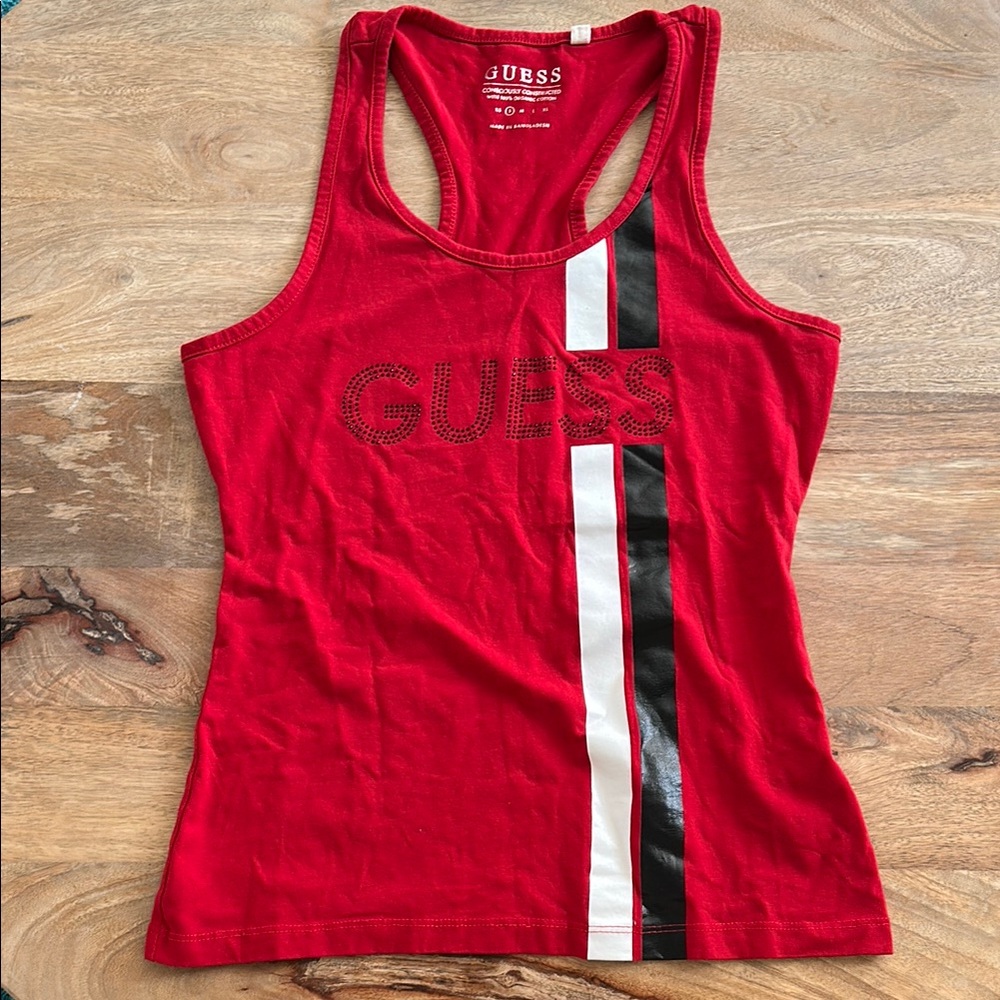 Guess Red Fitted Sleeveless Tank Top